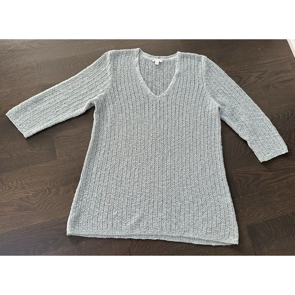 J. Jill Lightweight Sweater Tunic Pastel Light Blue Open Knit~ L - Picture 2 of 4